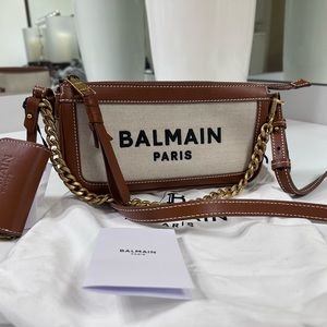 NWT $1150 AUTHENTIC Balmain  B-Army Canvas Pouch-On-Chain